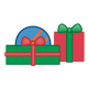 Presents with a blue ball