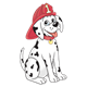 Dalmatian with a fireman hat