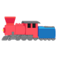 Red Train Engine with a blue coal car