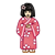 Girl in Pink Kimono Color PNG