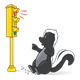 Red Traffic Light with skunk stopping