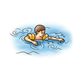 Swimming Boy with orange water wings
