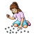 Girl Playing Jacks Color PNG