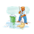 Bear Mopping Floor Color PNG