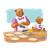Bear Cutting Pie Color PNG