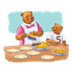 Bear Cutting Pie with background