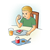 Boy Eating Breakfast Color PNG