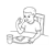 Boy Eating Toast Line PNG