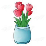 Red Tulips in a Vase