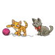 Two Kittens with a pink ball of yarn