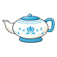 Teapot blue and white flower and leaf pattern