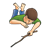 Boy with Stick Color PNG