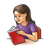 Girl Reading Book Color PNG
