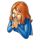 Girl Praying wearing a blue shirt