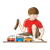 Boy with Train Set Color PNG
