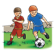 Boys Playing Soccer in grass