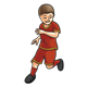 Boy Running wearing a red uniform