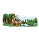 Boy Riding Horse with tree background