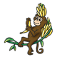 Monkey Eating Banana on a vine