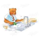 Bear Washing Dishes