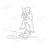 Bear Mopping Floor