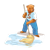 Bear Mopping Floor Color PNG