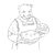 Mom Bear with Pies Line PNG