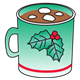 Green Christmas Mug with hot chocolate, and marshmallows