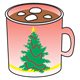 Pink Christmas Mug with hot chocolate, and marshmallows