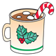 Christmas Mug with hot chocolate, marshmallows, and a candy cane