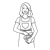 Lady Mixing Dough Line PNG