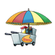 Snack Stand with a colorful umbrella