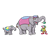 Circus Elephants and Clown Color PNG