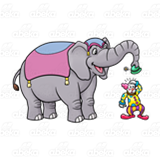 Circus Elephant and Clown
