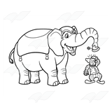 Circus Elephant and Clown