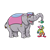 Circus Elephant and Clown Color PNG