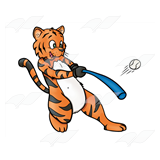 Tiger Playing Baseball