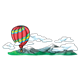 Hot Air Balloon with mountains and clouds