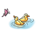 Two Ducklings with pink butterfly