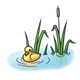 Duckling with Cattails 