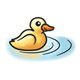 Duckling swimming straight