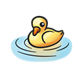 Duckling looking in water