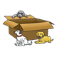Three Puppies with a box