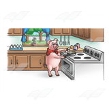 Pig in Kitchen
