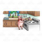Pig in Kitchen