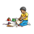 Boy Opening Presents Color PNG