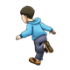 Boy in Blue Hoodie running