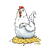Hen on a Nest Color PNG