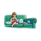 Girl Reading on green couch