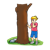 Girl by a Tree Color PNG